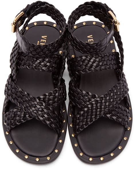 versace black braided sandals|versace sandals price.